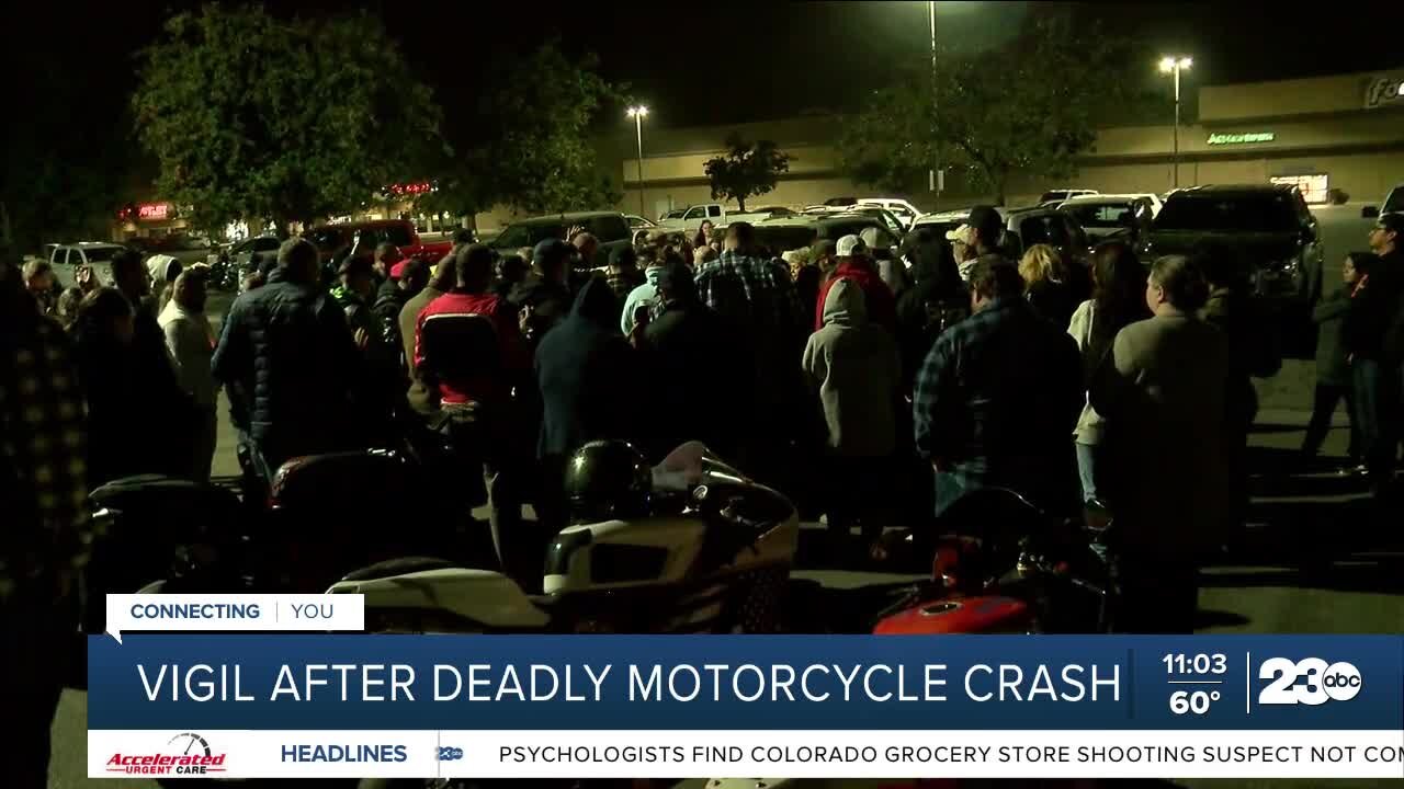 Vigil held to honor motorcyclist from deadly crash