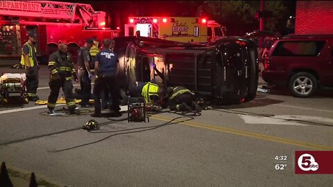 Mom rescued from under car after crash in Cleveland