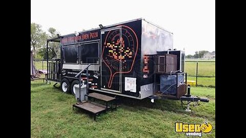 2021 8' x 15' Wood Fired Brick Oven Pizza Trailer with Porch Mobile Pizzeria Unit for Sale in Texas!