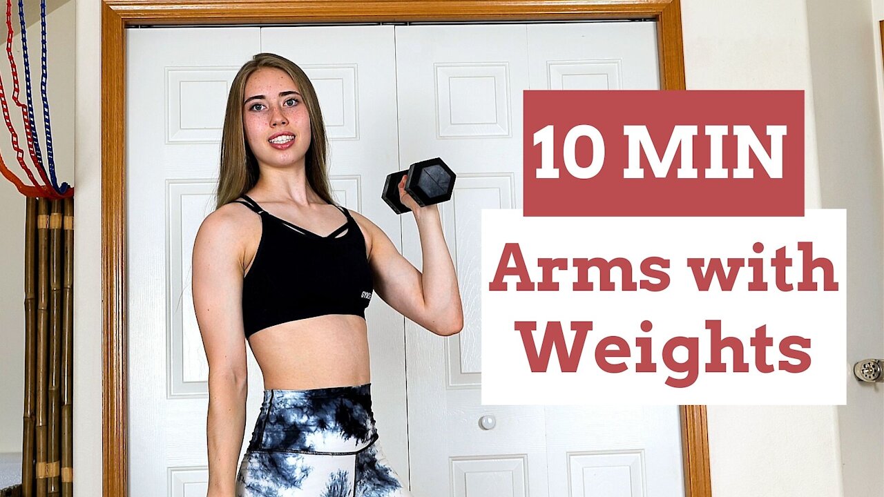 10 MIN WEIGHTED ARM WORKOUT - Biceps, Triceps and Shoulders / One pair of dumbbells | Selah Myers