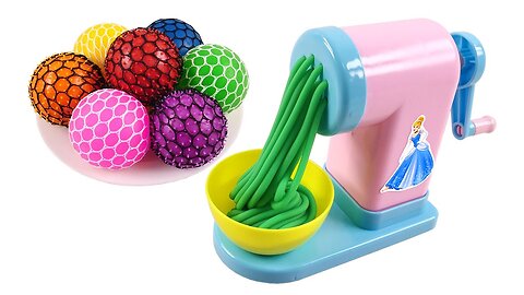 Satisfying Video _ How To Make Rainbow Noodle from Mesh Balls Cutting ASMR RainbowToyTocToc