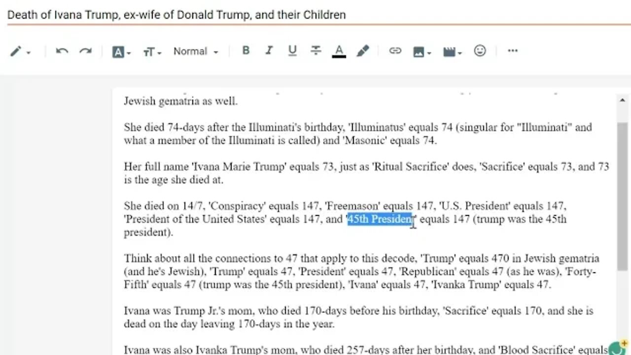 Death of Ivana Trump, ex-wife of Donald Trump, and their Children #gematria #truth #numerology