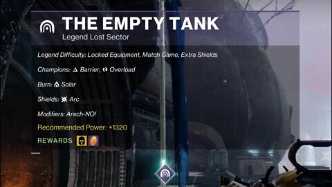 Destiny 2 Master Lost Sector: The Empty Tank on the Tangled Shore 1-29-22