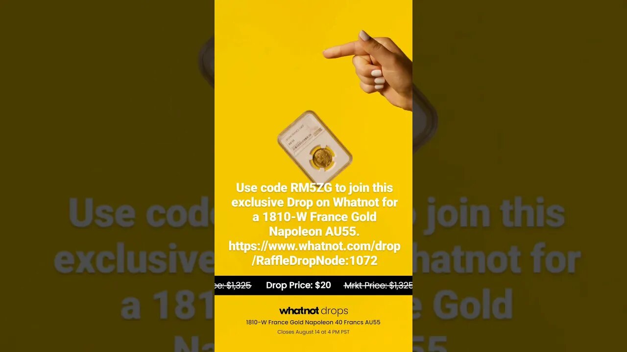 Use code RM5ZG to win 1810-W #gold Napoleon #coin https://www.whatnot.com/drop/RaffleDropNode:1072