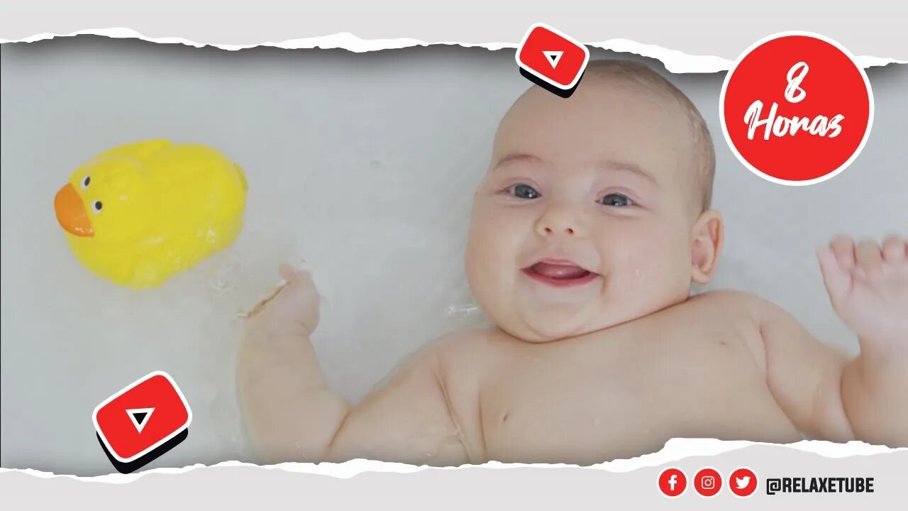 🎧 SOM DA ÁGUA COM MÚSICA RELAXANTE PARA O BANHO DO BEBÉ 🐤 É HORA DO BANHO DO BEBÉ 🕒 8 HORAS