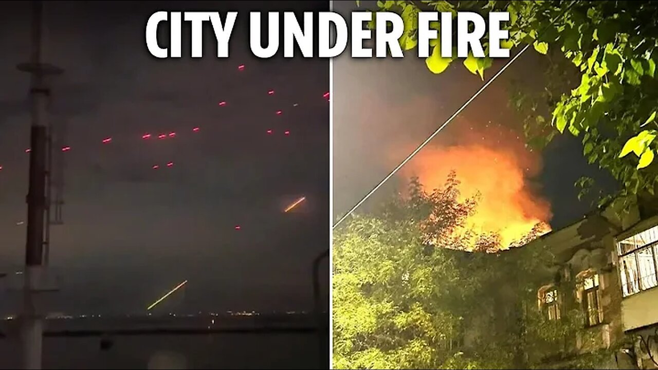 Watch heart-stopping moment Ukrainian anti-air guns light up the sky blasting Russian drone swarm