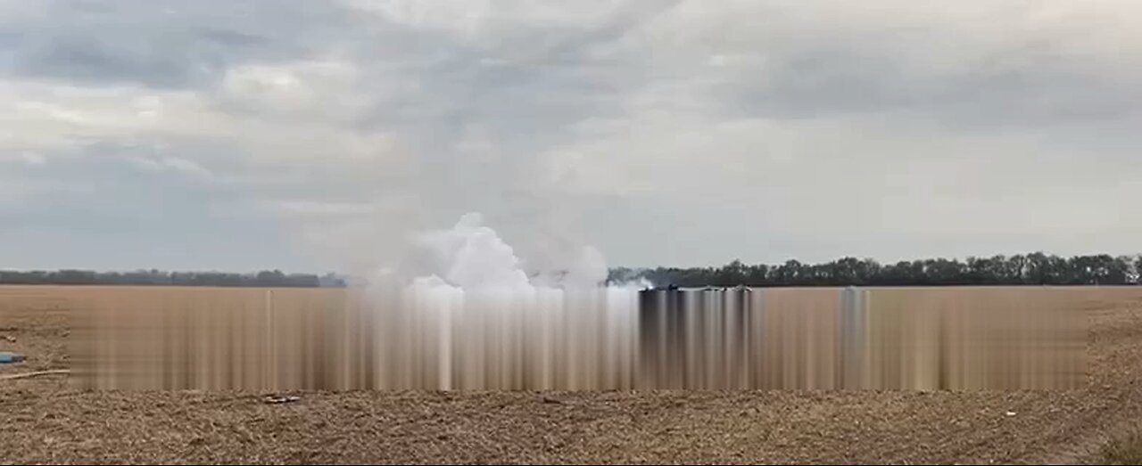 The crash site of the Russian Su-34 near the occupied Yenakievo
