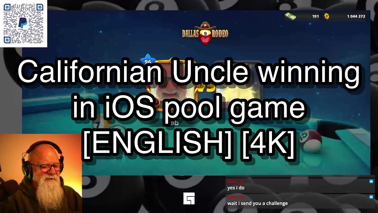 Californian Uncle winning in iOS pool game [ENGLISH] [4K] 🎱🎱🎱 8 Ball Pool 🎱🎱🎱