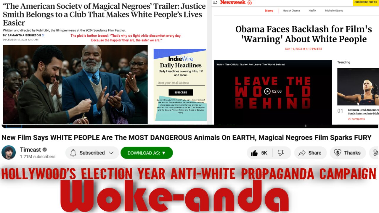 Hollywood's Deceitful, Dangerous & Desperate Election Year Anti-White FEAR Campaign