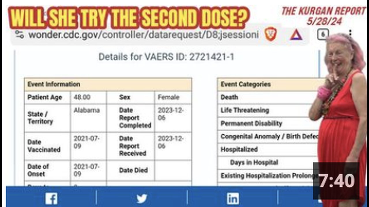 VAERS: WITH CATASTROPHIC DAMAGE FROM JAB 1, WILL SHE TRY JAB #2?