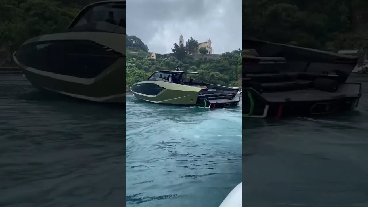 Lamborghini 63"Lamborghini 63” yacht Maneuvering in the storm ⛈ Courtesy of @1.portofino