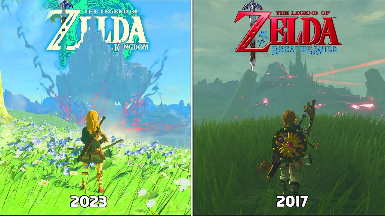 Zelda Tears of the Kingdom VS Breath of the Wild - Details and Physics Comparison | Game Play Zone