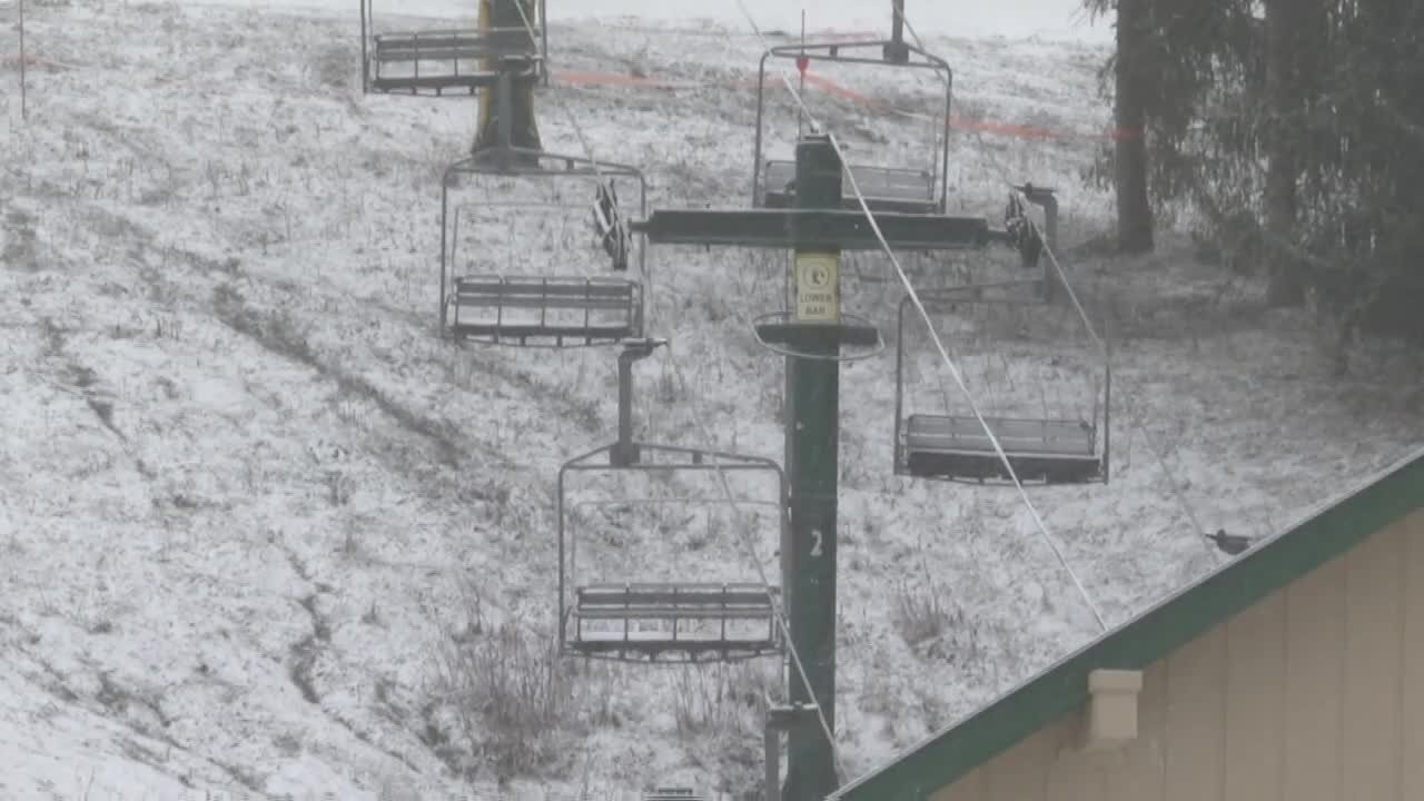 Kissing Bridge Ski Resort uses man-made snow machines to combat a decline in snowfall