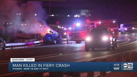 One person killed in fiery crash near I-10 and I-17 split in Phoenix