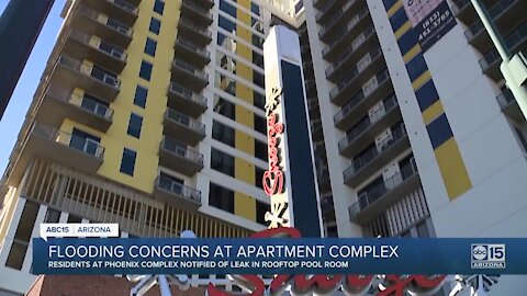 Flooding concerns plaque downtown Phoenix apartment building