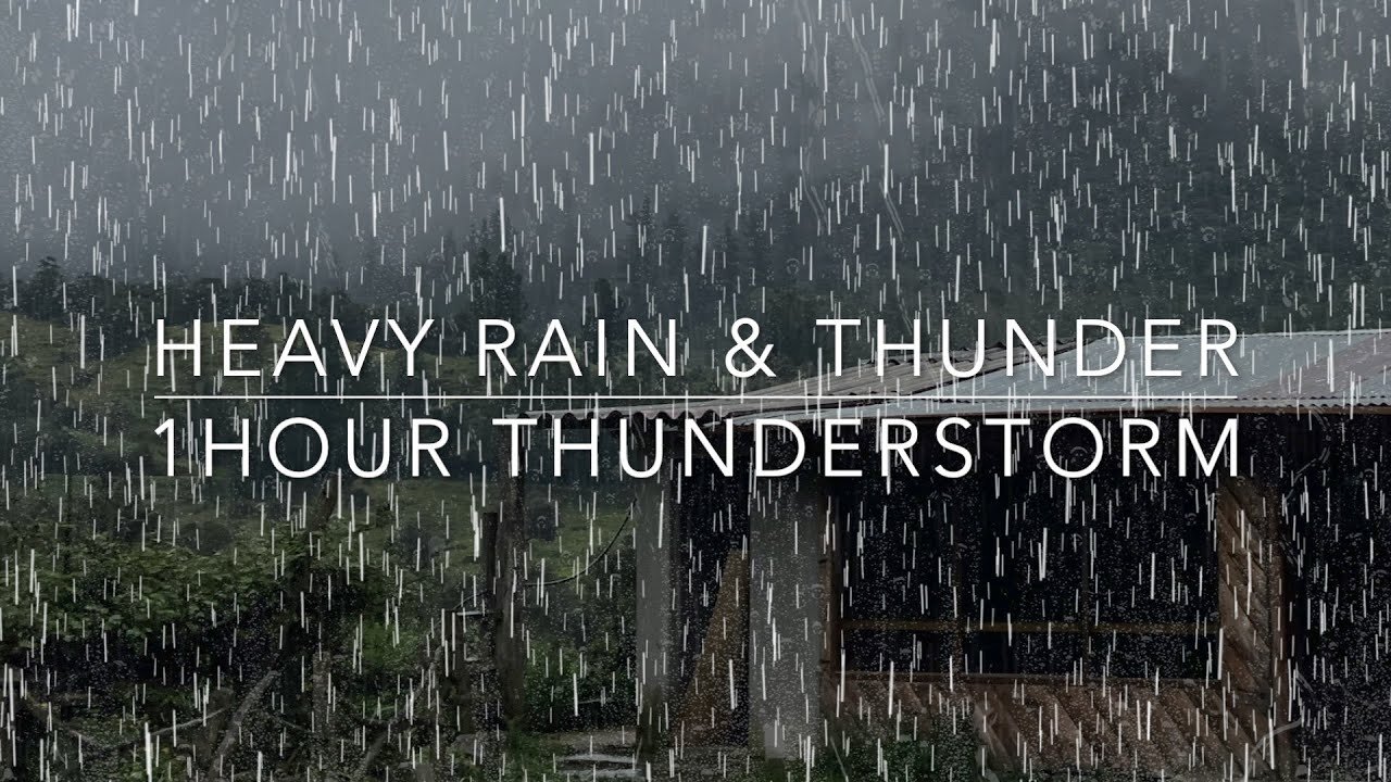 Mountain Thunderstorm - Heavy Rain & Thunder - Rain Sounds - 1 Hour