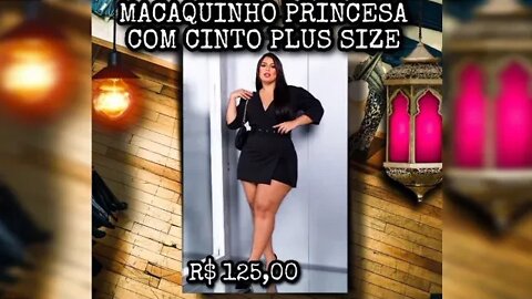 ✳️ MODA PLUS SIZE MACAQUINHO PRINCESA COM CINTO