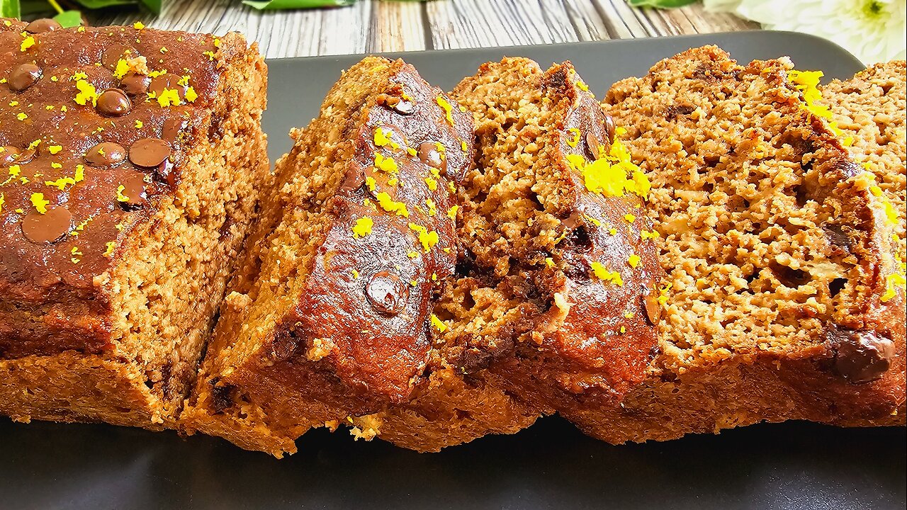 Sugar free dessert recipe! Gluten free, no butter! Healthy banana bread with orange!