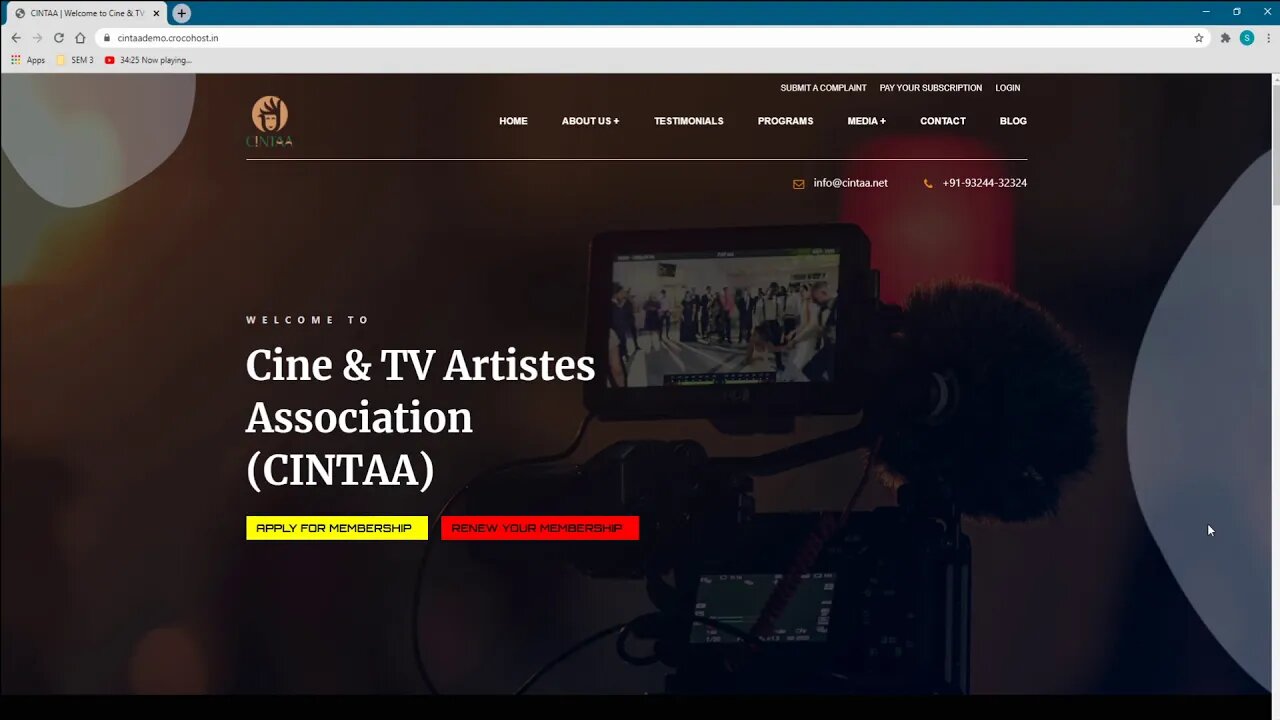 CINTAA new website - Front end walk through video