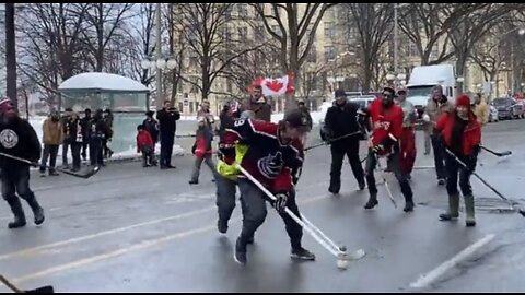 "Hateful" truckers "violently" clearing sidewalks and playing hockey