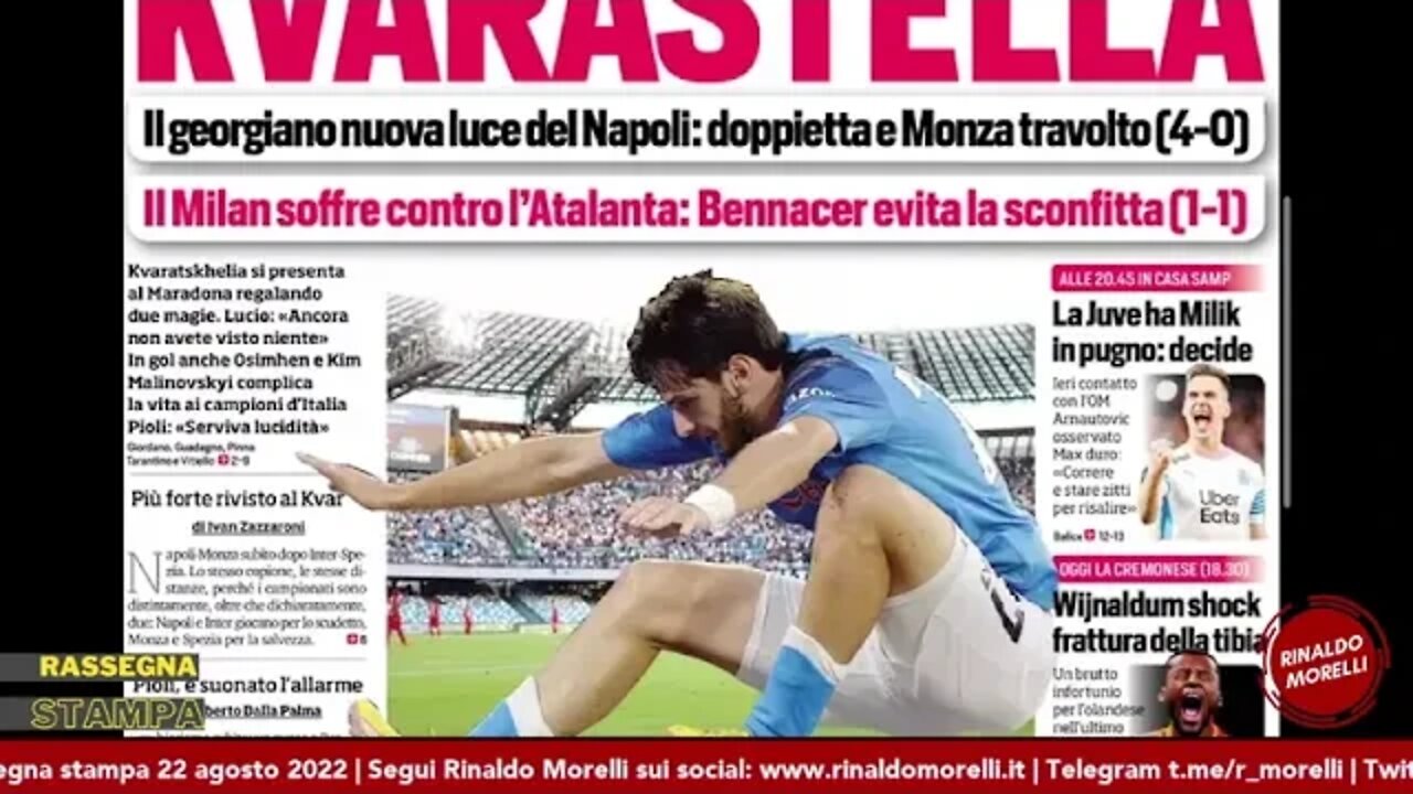 Frenata Milan, Kvara-gol a Napoli, schock Roma: Wijnaldum crack! Rassegna Stampa ep.118 | 22.08.22