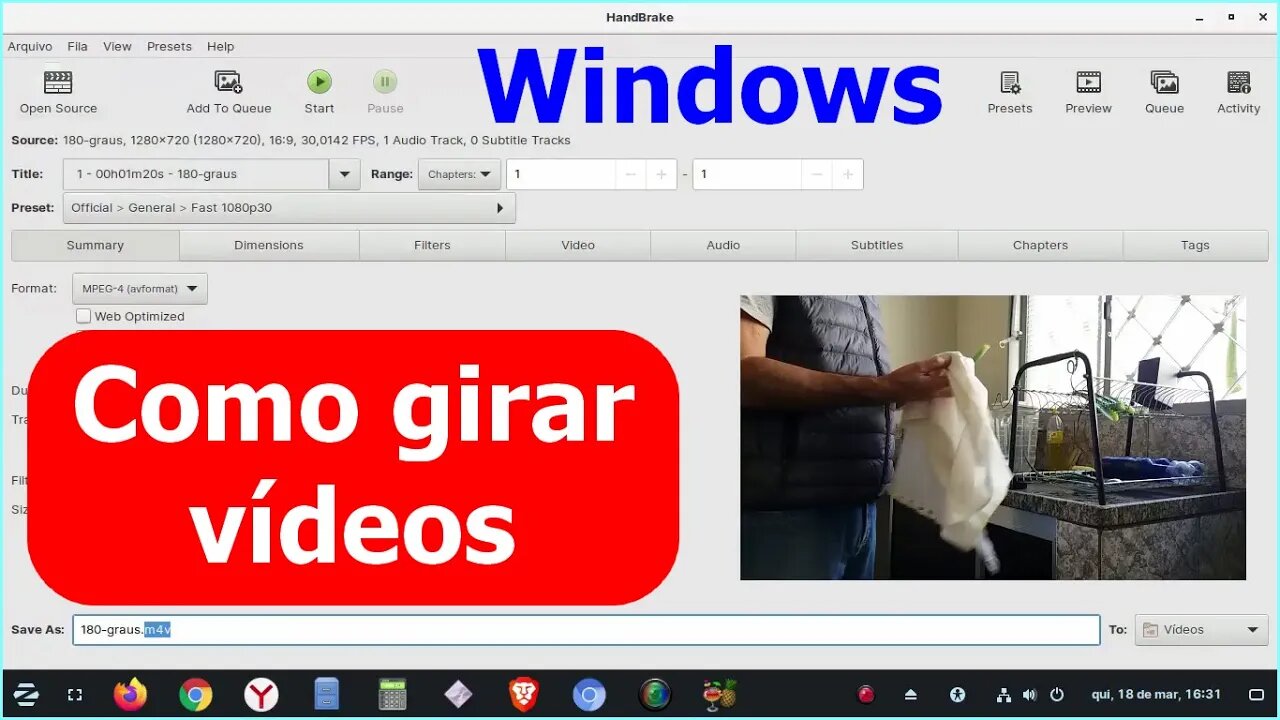 Corrigindo vídeos com HandBrake transcodificador de vídeos de código aberto versão Windows