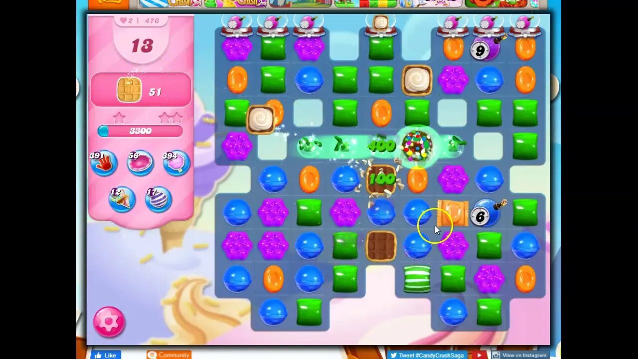 Candy Crush Level 476 Audio Talkthrough, 20 Moves 0 Boosters