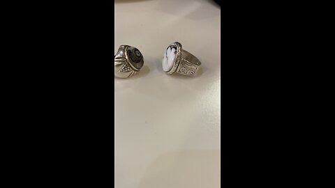 Rings خاتم عقيق داودي وفيروز ابيض