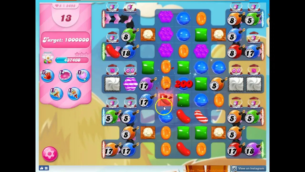 Candy Crush Level 2698 Audio Talkthrough, 3 Stars 0 Boosters