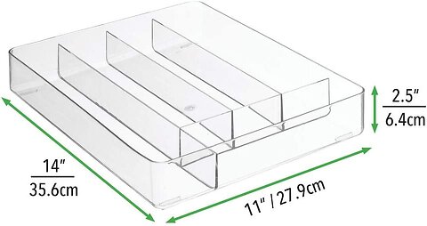 mDesign Plastic Kitchen Cabinet Drawer Storage Organizer Tray - for Storing Organizing Cutlery,...