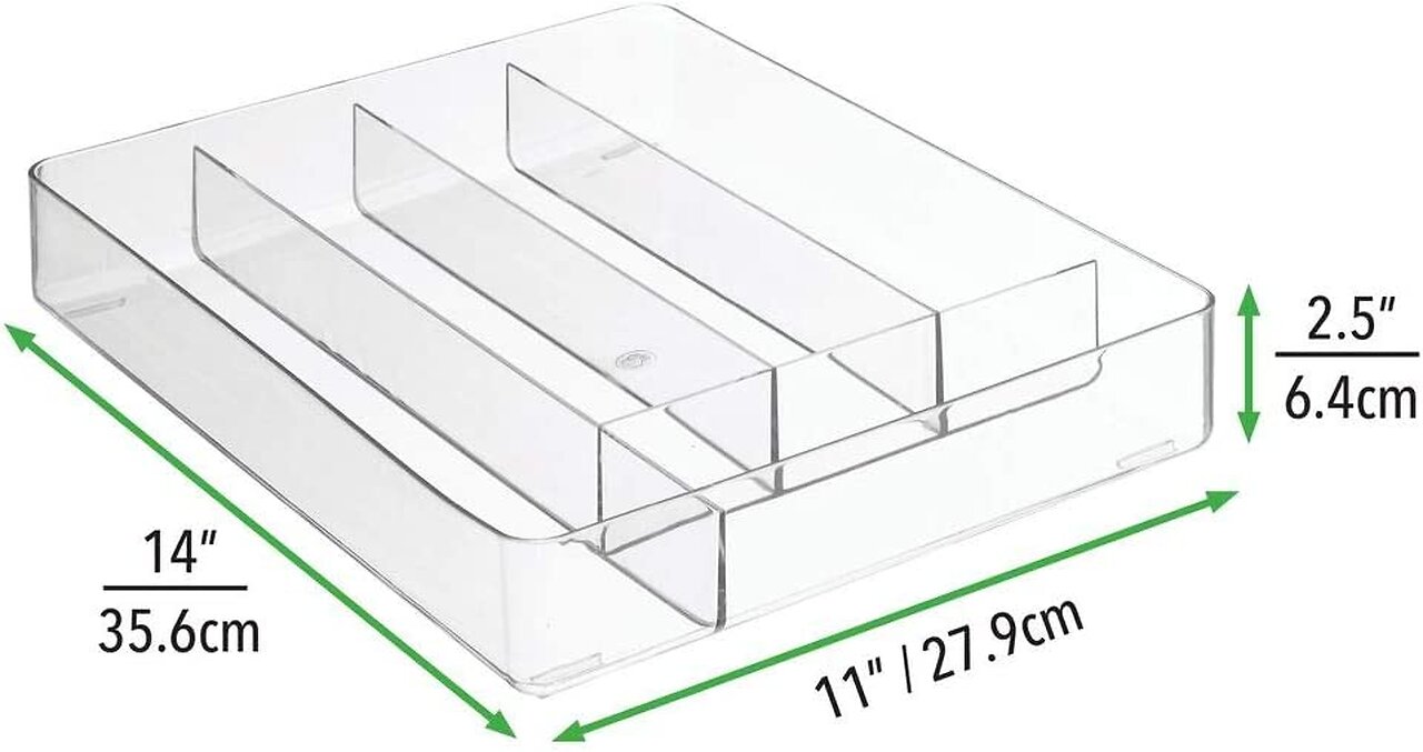 mDesign Plastic Kitchen Cabinet Drawer Storage Organizer Tray - for Storing Organizing Cutlery,...