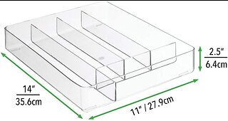 mDesign Plastic Kitchen Cabinet Drawer Storage Organizer Tray - for Storing Organizing Cutlery,...