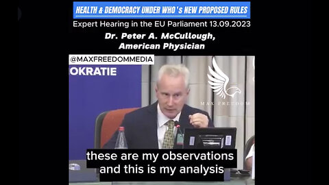 Dr Peter McCullough physician gives opinion at the EU Parliament on the deadly covid jabs