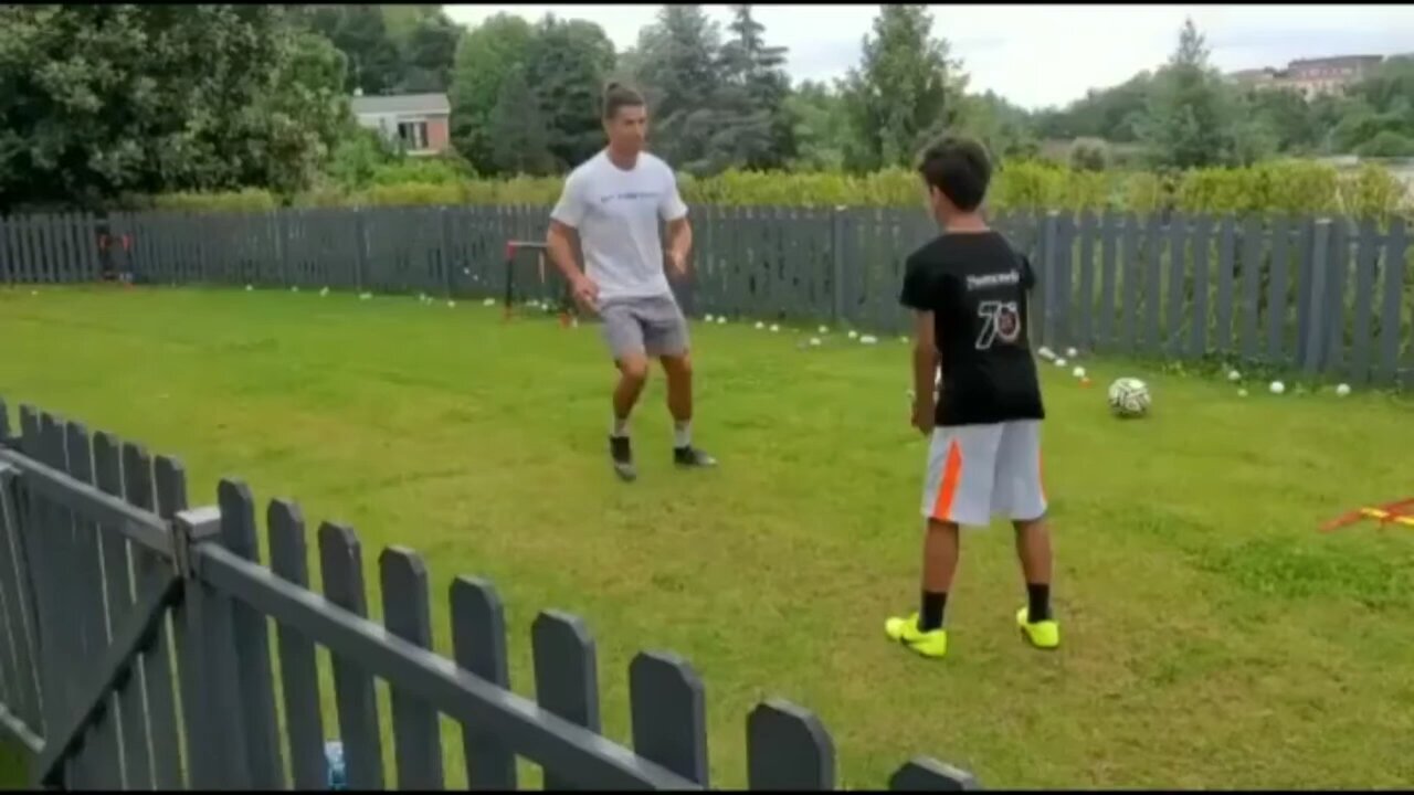 Ronaldo and jr playing football