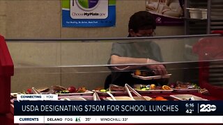 The USDA is designating $750 million for school lunches