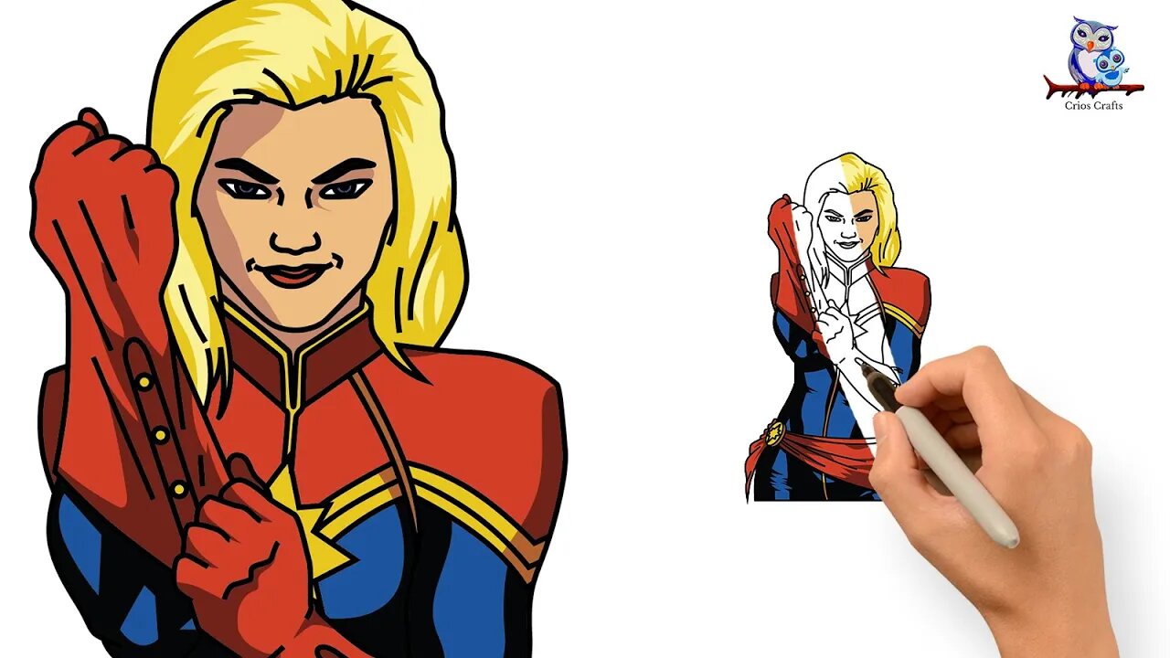 How To Draw Captain Marvel - Easy Tutorial