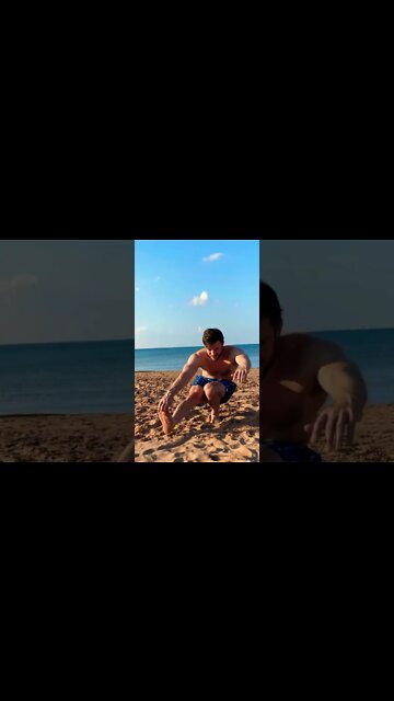 Nailing a pistol squat at the beach