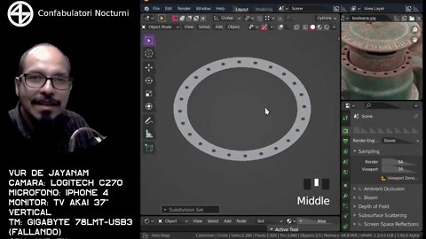 Una forma de modelar una corona circular con perforaciones en Blender