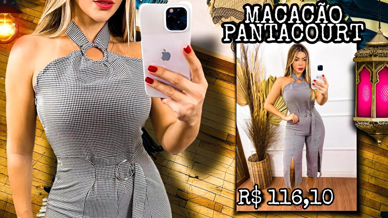 Macacão Pantacourt Quadricular Frente Única/ na Shopee!!!