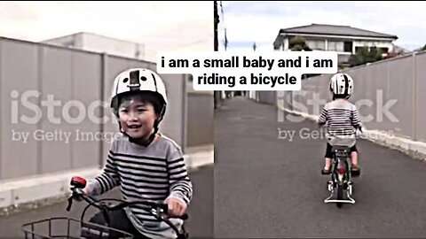 Little boy practicing bicycle on street stock video