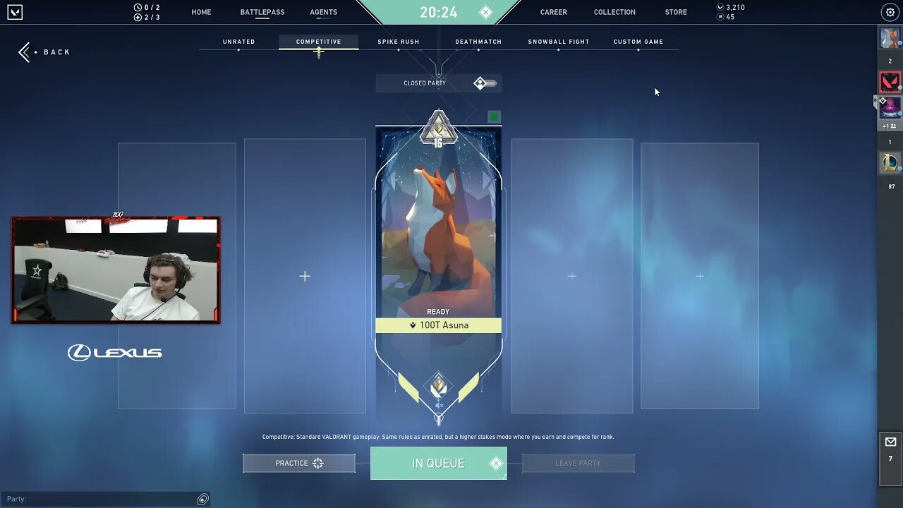 100T Asuna 20 minutes in queue