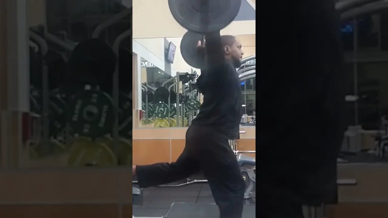 Overhead Bulgarian Split Squat with Olympic Bar