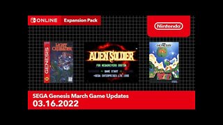 SEGA Genesis - March 2022 Game Updates - Nintendo Switch Online