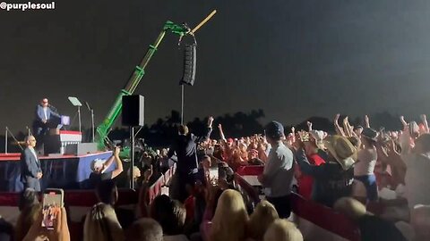 President Trump praises and introduces his son Barron to the crowd at a rally in Miami.