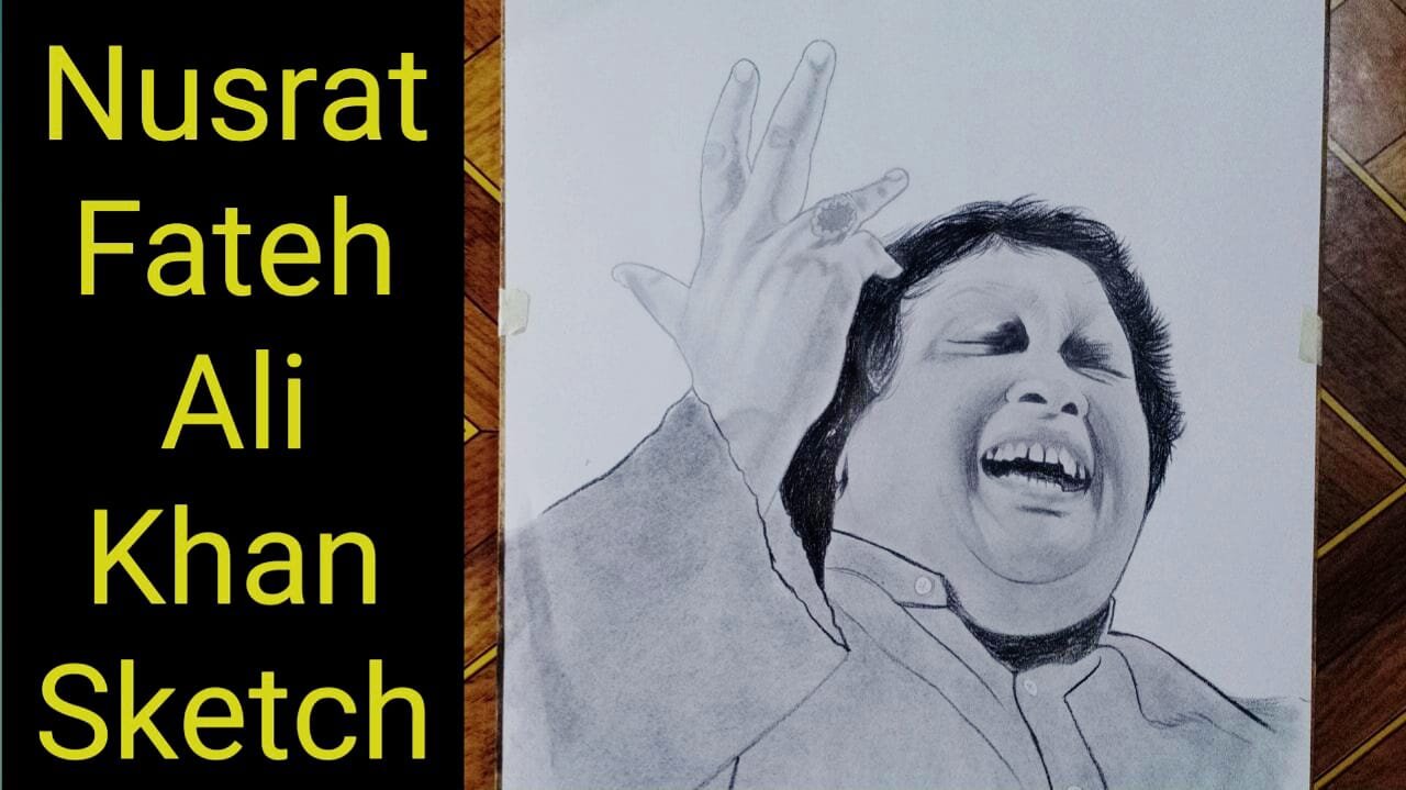 Nusrat Fateh Ali Khan Sketch | NFAK Drawing | NFAK