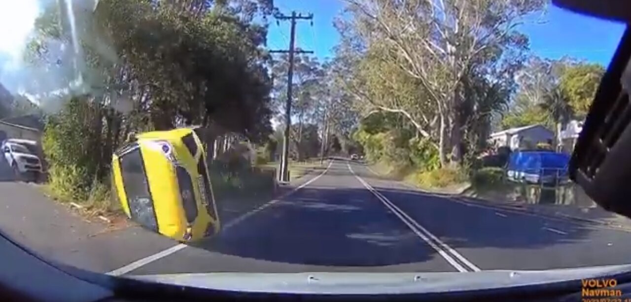 Car flips on its side and other car crashes caught on dash cam