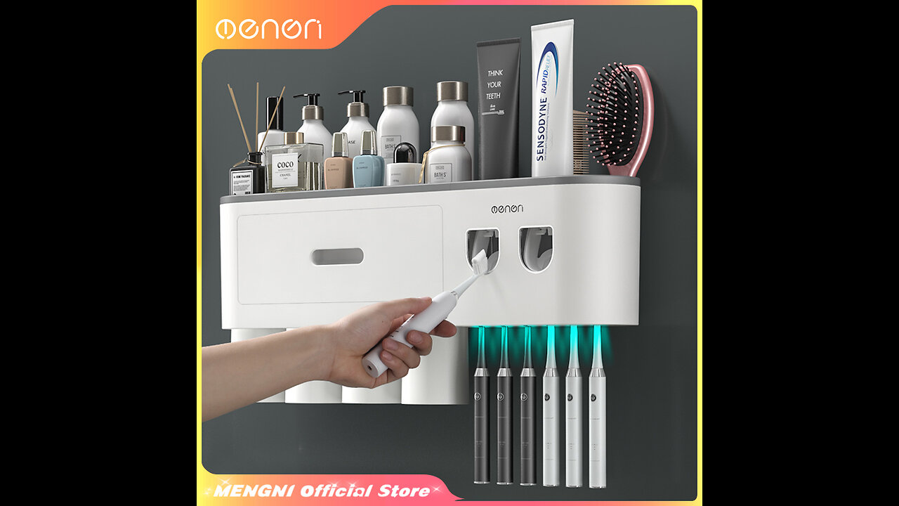 MENGNI-Magnetic Adsorption Inverted Toothbrush Holder Wall