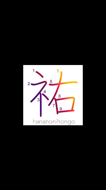 祐 - help/assistance - Learn how to write Japanese Kanji 祐 - hananonihongo.com