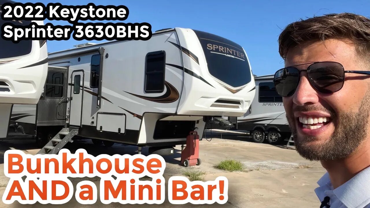 4 Slide Out Fifth Wheel with Bunk Room and Mini Bar! 2022 Keystone Sprinter 3630BHS