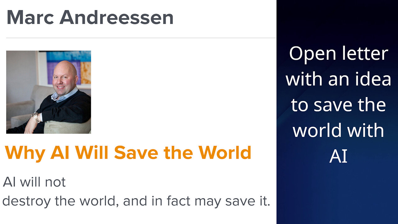 Open letter to Marc Andreessen: An idea for how "AI can save the world"